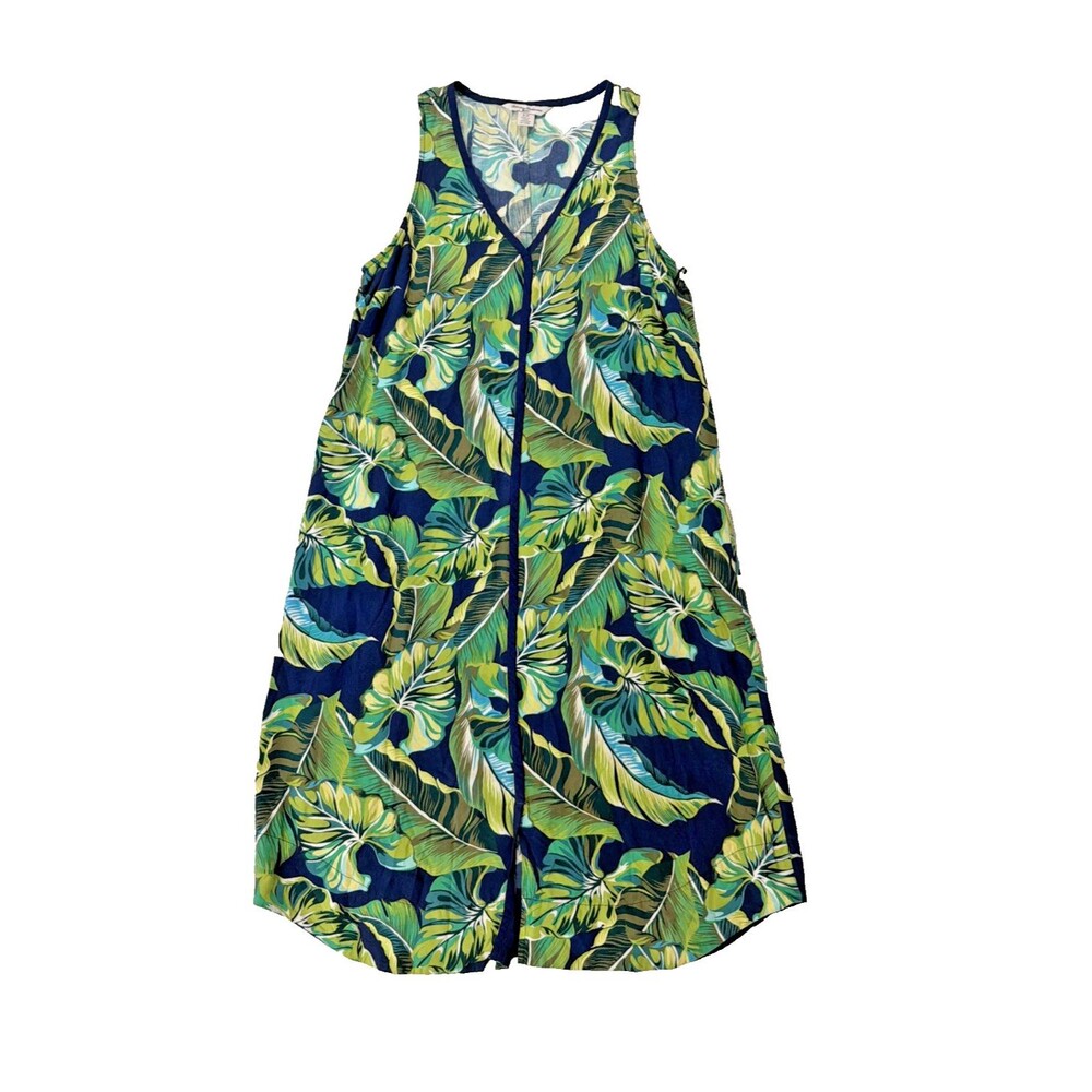 Tommy Bahama Tank Dress Size S Womens Sleeveless Green Leaves Tropical